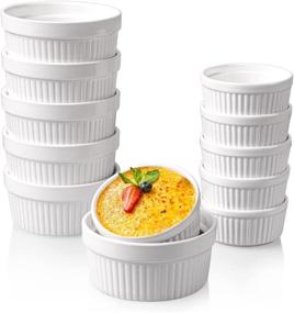 img 4 attached to 🍮 Delling 12 Pack Ramekins - Oven Safe Creme Brulee Ramekins, Porcelain Souffle Dish for Baking, Pudding, and Dessert Bowls - 12 Oz (x6) & 6 Oz (x6)