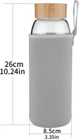 img 2 attached to 32 oz Gray Ferexer Borosilicate Glass Water Bottle Wide Mouth with Bamboo Lid