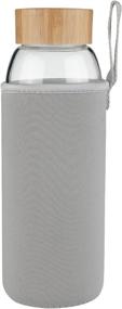 img 4 attached to 32 oz Gray Ferexer Borosilicate Glass Water Bottle Wide Mouth with Bamboo Lid