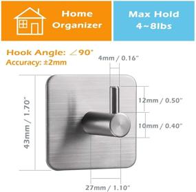img 2 attached to 🔗 Versatile Stainless Steel Adhesive Hooks - Ideal for Bathroom, Kitchen, and Closet Organization (4Packs)