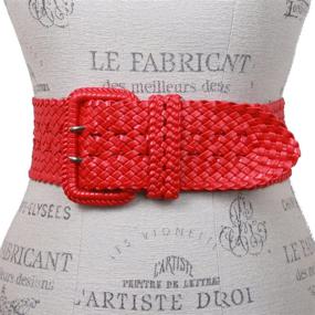 img 2 attached to Womens Wide Braided Square Buckle Women's Accessories in Belts