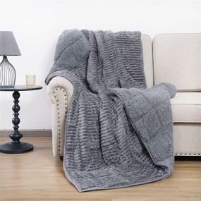 img 4 attached to Adults' 20lb Weighted Blanket - netoolen 60x80 Dual Sided Sherpa Fleece Striped Flannel Heavy Thick Soft Cozy Fuzzy Bed Blanket for Bedroom Sofa Car, Grey (60’’80’’, 20 pounds)