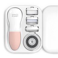 🌸 vanity planet raedia facial cleansing brush - 4 interchangeable brush heads for daily cleansing, enhanced skin glow, lightweight design, face exfoliation, water resistance (dusty pink) logo
