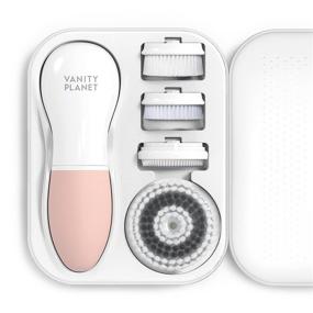 img 4 attached to 🌸 Vanity Planet Raedia Facial Cleansing Brush - 4 Interchangeable Brush Heads for Daily Cleansing, Enhanced Skin Glow, Lightweight Design, Face Exfoliation, Water Resistance (Dusty Pink)