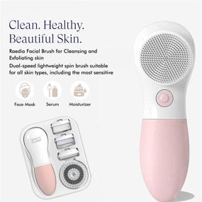 img 3 attached to 🌸 Vanity Planet Raedia Facial Cleansing Brush - 4 Interchangeable Brush Heads for Daily Cleansing, Enhanced Skin Glow, Lightweight Design, Face Exfoliation, Water Resistance (Dusty Pink)