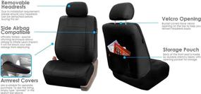 img 1 attached to FH Group PU002114 Premium PU Leather Seat Covers (Black) - Full Set with Gift, Universal Fit for Cars, Trucks, and SUVs