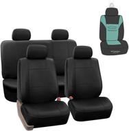fh group pu002114 premium pu leather seat covers (black) - full set with gift, universal fit for cars, trucks, and suvs logo