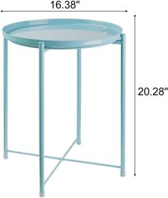 img 3 attached to 🌊 Blue Round Metal Tray End Table - Waterproof & Anti-Rust, Ideal for Indoor & Outdoor Use as a Snack Table or Accent Coffee Table - danpinera Tray Table