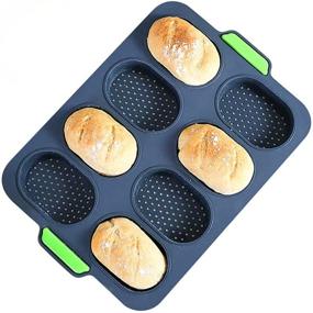 img 4 attached to 🥖 Неклеющийся перфорированный формочка для выпечки багетов Ecohomn из силикона - форма для выпечки хлеба с хрустящей корочкой - самостоятельная разработка для 8 французских багетов и рулетов.