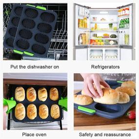 img 1 attached to 🥖 Неклеющийся перфорированный формочка для выпечки багетов Ecohomn из силикона - форма для выпечки хлеба с хрустящей корочкой - самостоятельная разработка для 8 французских багетов и рулетов.