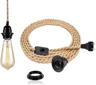 🔌 easric pendant light kit - vintage lamp cord with 15ft twisted hemp rope, e26 socket plug-in diy hanging lighting fixture for farmhouse, home, loft - with switch логотип