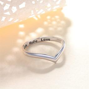 img 1 attached to 🔥 Sterling Silver Faith Hope Love Beads Chevron Thumb Ring V Shape (Size 6-10)