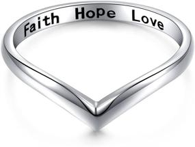 img 4 attached to 🔥 Sterling Silver Faith Hope Love Beads Chevron Thumb Ring V Shape (Size 6-10)