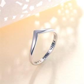 img 2 attached to 🔥 Sterling Silver Faith Hope Love Beads Chevron Thumb Ring V Shape (Size 6-10)