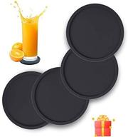 black silicone drink coasters set of 4 - non-slip 🍸 & heat resistant cup mats for tabletop protection & furniture safeguard logo