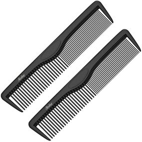 img 4 attached to 🔥 Professional 5 Inch Carbon Fiber Hair Comb Set – Anti-Static, Heat Resistant Travel Combs for Men’s Beard and Styling – Fine and Wide Tooth Pocket Combs (2 Pack)