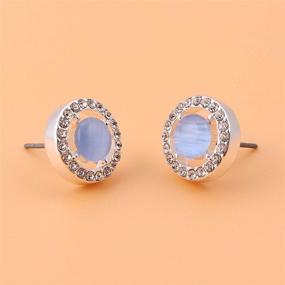 img 1 attached to 💎 Women's Blue Sapphire Stud Earrings Set in a Jewelry Gift Box - Halo Stud Earrings Set for Girls