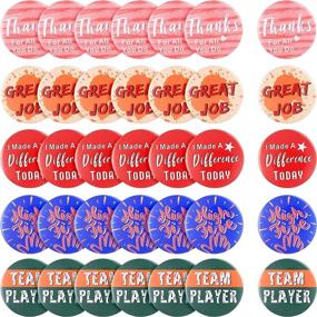 img 4 attached to 👍 50-Piece Set of Positive Button Pins: Encouraging Recognition Badges for Clothes, Bags, Hats, and Party Supplies