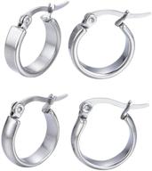 minimalist geometric stainless earrings silver logo