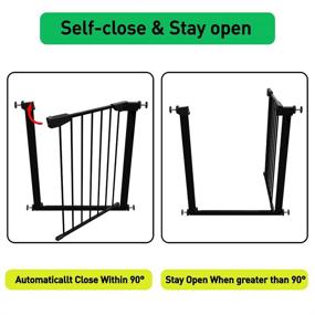 img 3 attached to 🚪 Allaibb Auto Close Tension Metal White Child Pet Safety Gate - Pressure Mount for Stairs, Doorways, and Kitchen (Black,Adjustable 59.84"-62.60")