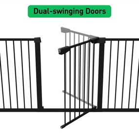 img 1 attached to 🚪 Allaibb Auto Close Tension Metal White Child Pet Safety Gate - Pressure Mount for Stairs, Doorways, and Kitchen (Black,Adjustable 59.84"-62.60")