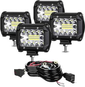 img 4 attached to 🚗 TURBO SII LED Pod Lights 4 Inch 60W Triple Row Spot Flood Combo Beam Offroad Driving Lights Fog Lights LED Cubes Lights with Wiring Harness for Trucks Jeep ATV UTV SUV Boats, 4Pack - Enhanced SEO