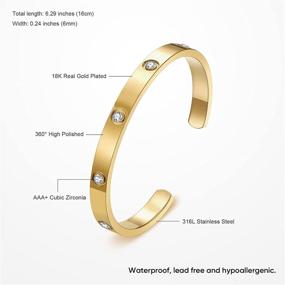 img 2 attached to Tarnish-Resistant Love Bracelet Cuff: Hypoallergenic Titanium Steel Cubic Zirconia Bangle for Worry-Free Wear