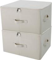 📦 pack of 2 collapsible storage bins with lids, beige color - ideal closet organizer to declutter, store and organize your belongings логотип