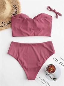 img 2 attached to 👙 Stylish ZAFUL Women Keyhole Bandeau Tankini: Removable Straps, High Waisted Two-Piece Swimsuit