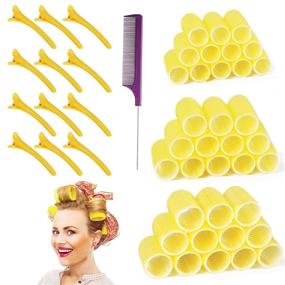 img 4 attached to 💇 36-Pack Salon Self Grip Hair Rollers Set - Big, Medium, Small Sizes for Perfect Heatless Curls, Includes Clips & Comb