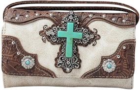 img 1 attached to Timeless Western Turquoise Cross Laser Cut Concealed Carry Handbag and Wallet Set