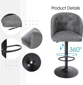 img 3 attached to 🪑 Sophia & William Grey Adjustable Swivel Bar Stool - Stylish PU Leather Counter Height Chair with Round Back, Footrest, Indoor/Outdoor Use - 1 PC, 300lbs Capacity