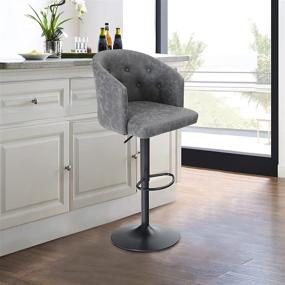 img 1 attached to 🪑 Sophia & William Grey Adjustable Swivel Bar Stool - Stylish PU Leather Counter Height Chair with Round Back, Footrest, Indoor/Outdoor Use - 1 PC, 300lbs Capacity