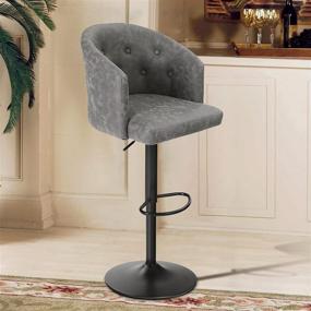 img 4 attached to 🪑 Sophia & William Grey Adjustable Swivel Bar Stool - Stylish PU Leather Counter Height Chair with Round Back, Footrest, Indoor/Outdoor Use - 1 PC, 300lbs Capacity