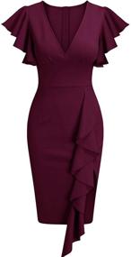 img 3 attached to 👗 Deep V Sleeves Cocktail Dress for Women - Knitee Women's Clothing