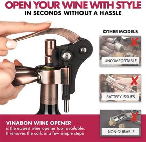 img 1 attached to Premium VINABON 6-Piece Wine Opener Set - All-in-One Manual Lever Corkscrew with Wine Aerator, Foil Cutter, Stopper, Stand - Perfect for Wine Bottles, includes WineGuide eBook