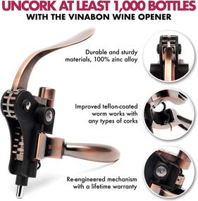 img 2 attached to Premium VINABON 6-Piece Wine Opener Set - All-in-One Manual Lever Corkscrew with Wine Aerator, Foil Cutter, Stopper, Stand - Perfect for Wine Bottles, includes WineGuide eBook