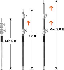 img 3 attached to 📸 EMART Фотостойка C с рычагом: Регулируемая 10 футовая тяжелая светильниковая подставка с 4,2 футовым рычагом и 2 головками для фиксации - идеальная для видеосъемки, лунного света, софтбоксов, отражателей!