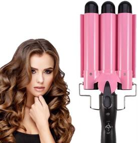 img 4 attached to 🌊 MODVICA 3 Barrel Curling Iron Wand 26mm Hair Waver: Adjustable Temperature Ceramic Hair Curling Iron (Pink) for Enchanting Waves!