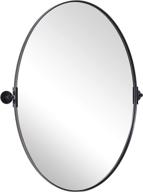🌙 20x28 black oval pivot mirror for bathroom - moon mirror stainless steel frame, 1" deep set design, wall mounted & hangs vertical logo