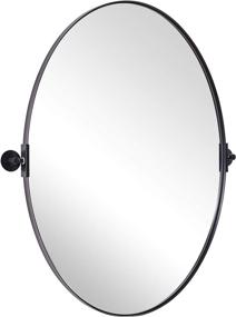 img 4 attached to 🌙 20x28 Black Oval Pivot Mirror for Bathroom - MOON MIRROR Stainless Steel Frame, 1" Deep Set Design, Wall Mounted & Hangs Vertical