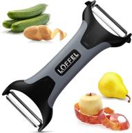 🍊 heavy duty double sided dual purpose non slip grip peeler for potatoes, vegetables, oranges - ultra sharp stainless steel straight and serrated blades, dishwasher safe - apple & fruit y peeler logo