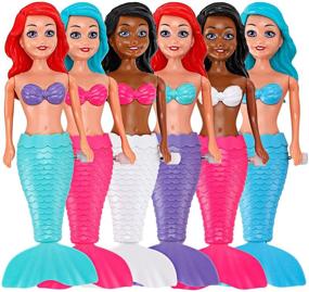 img 4 attached to 🧜 Fun-filled Bath Time Adventures: Liberty Imports 6 Pack Mermaid Princess Bath Toys for Toddlers Girls - Wind Up Flapping Tails, Perfect for Water Play in Bathtubs and Swimming Pools!