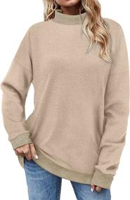 img 3 attached to 👚 OFEEFAN Women's Oversized Sweatshirt: Mock Neck, Long Sleeve Tunic Top