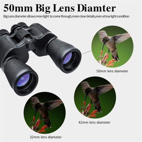 img 2 attached to 🔭 High-Powered 20x50 Waterproof Binoculars for Adults with HD Low Light Night Vision and Durable BAK4 Prism FMC Lens. Ideal for Outdoor Sports, Concerts, and Bird Watching.
