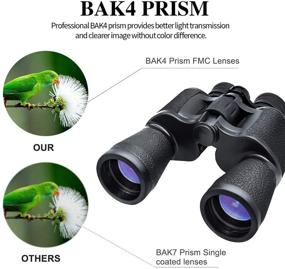 img 3 attached to 🔭 High-Powered 20x50 Waterproof Binoculars for Adults with HD Low Light Night Vision and Durable BAK4 Prism FMC Lens. Ideal for Outdoor Sports, Concerts, and Bird Watching.