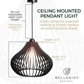 img 2 attached to Bellaniks Wood Pendant Light: Stylish Easy-to-Assemble Chandelier for Modern Boho Decor - Ideal for Dining, Kitchen, Bedroom, Living Room