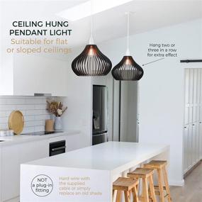 img 1 attached to Bellaniks Wood Pendant Light: Stylish Easy-to-Assemble Chandelier for Modern Boho Decor - Ideal for Dining, Kitchen, Bedroom, Living Room