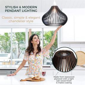 img 3 attached to Bellaniks Wood Pendant Light: Stylish Easy-to-Assemble Chandelier for Modern Boho Decor - Ideal for Dining, Kitchen, Bedroom, Living Room