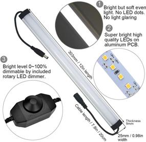 img 2 attached to Litever Kitchen Under Cabinet LED Lighting Kits - 3 Sets of 1-Foot Super Bright LED Light Bars - Daylight White, 20W, 1000 Lumens - Dimmable Plug-in for Kitchen Cabinets, Counters, and Cases - 5000K (3 Bars Kit)